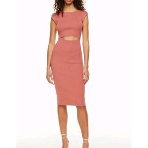 Wilfred Aritzia Cut Out‎ Knit Midi Dress Mauve Size 2XS